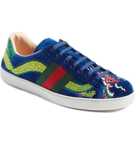 blue suede dragon gucci sneakers|Gucci new ace dragon.